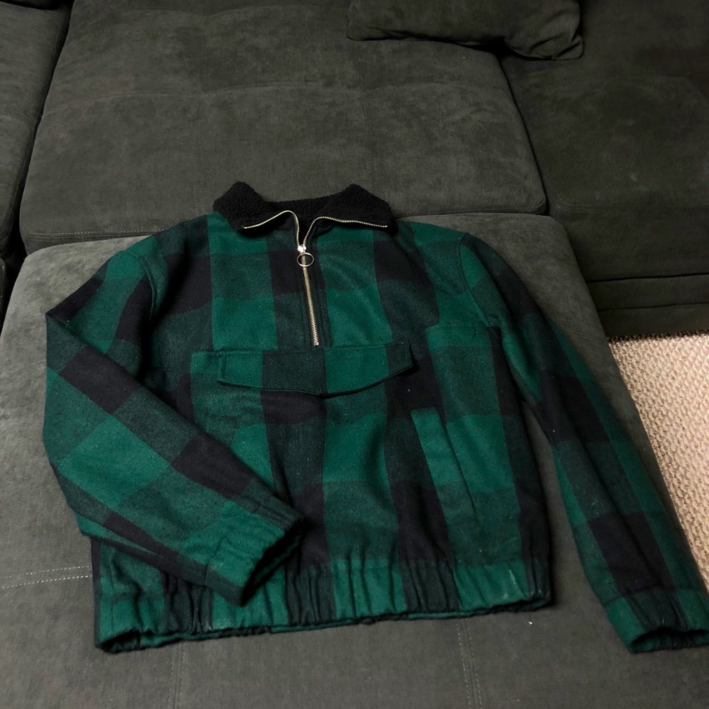 Fashion Nova Green and Black Flannel Jacket